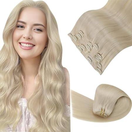 LaaVoo Seamless Clip in Hair Extensions Blonde PU Human H