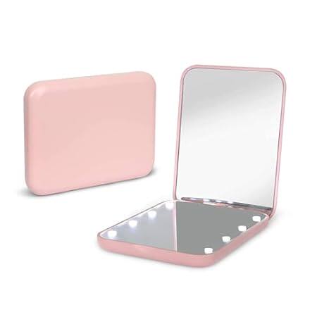 Kintion Pocket Mirror， 1X/3X Magnification LED Compact Tr