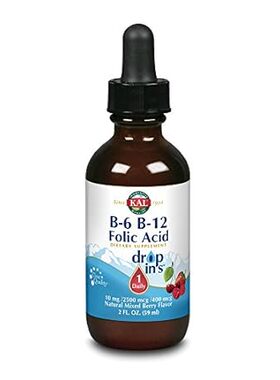 KAL Vitamin B-6 B-12 Folic Acid DropIns， Liquid Vitamin B