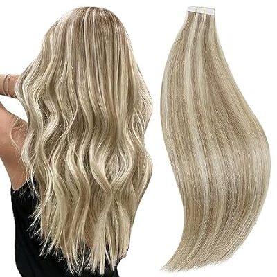 RUNATURE Blonde Tape in Hair Extensions Human Hair 16 Inc