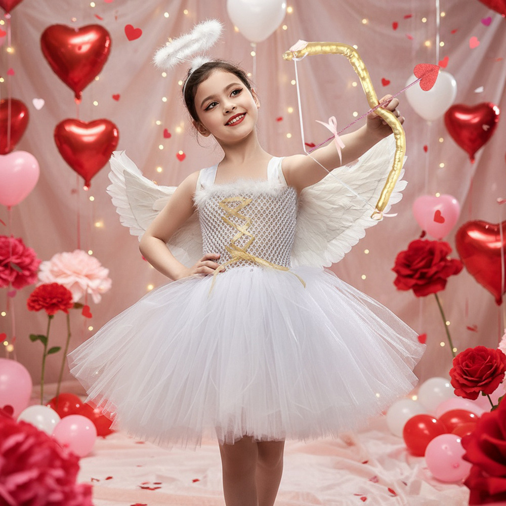 情人节狂欢派对儿童演出服天使丘比特爱心弓箭cos角色装扮连衣裙