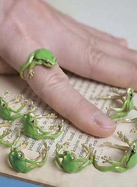 青蛙戒指可爱简约新款卡通指环闺蜜情侣时尚搞怪个性礼物饰品ins