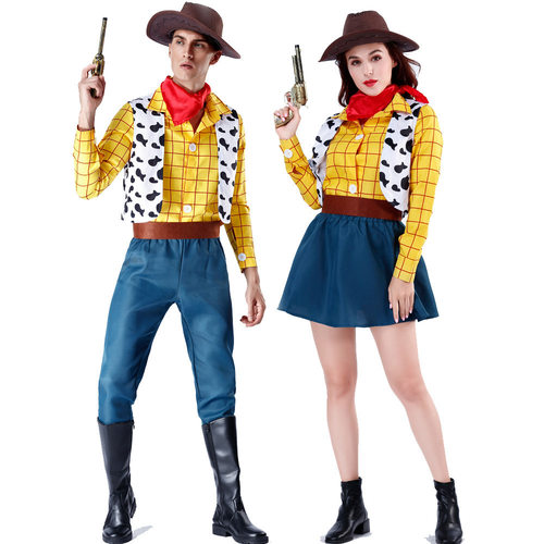 万圣节cosplay玩具总动员胡迪情侣服西部牛仔男女舞台装Toy Story