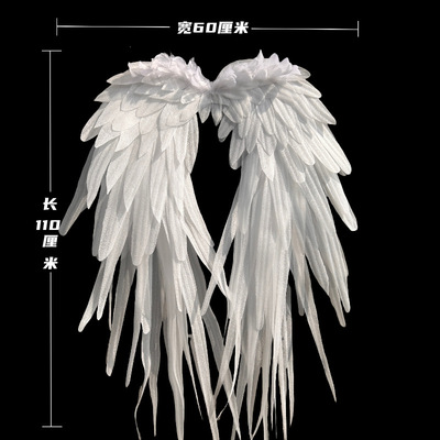 仿真天使翅膀万圣节道具跨境批发向下羽毛翅膀成人儿童表演走秀