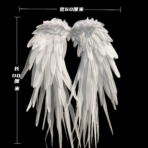 仿真天使翅膀万圣节道具跨境批发向下羽毛翅膀成人儿童表演走秀