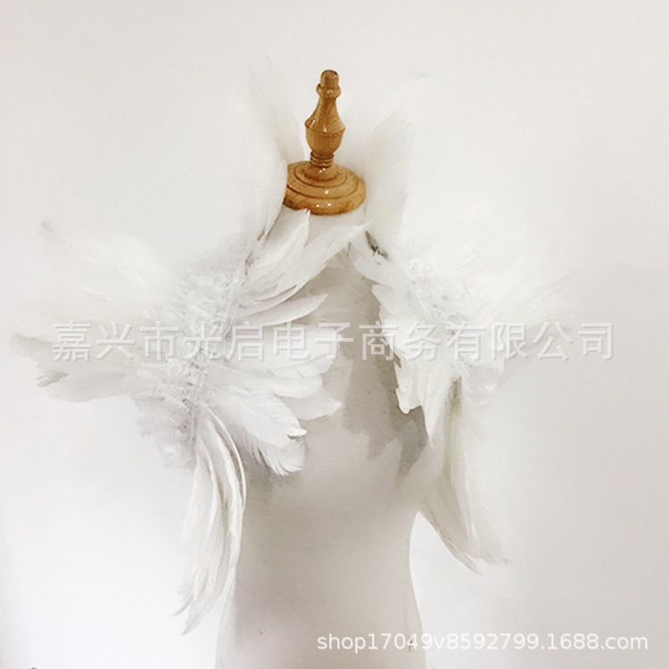 哥特风格雪纺蕾丝羽毛披肩围脖表演舞会万圣节派对配饰可定制