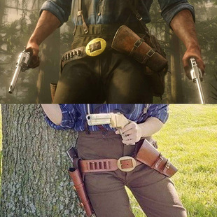 荒野大镖客2亚瑟cosplay服装配饰万圣节西部牛仔左轮手枪枪套腰带