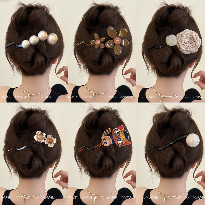 复古气质花朵一字发夹