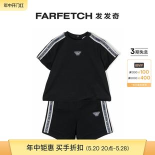 logo饰带棉短裤 套装 Armani阿玛尼童装 Emporio FARFETCH发发奇