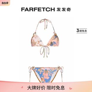 FARFETCH发发奇 Zimmermann女士August 花卉印花比基尼套装