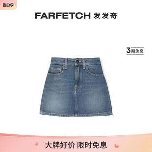 logo印花牛仔半身裙FARFETCH发发奇 Palm Angels童装