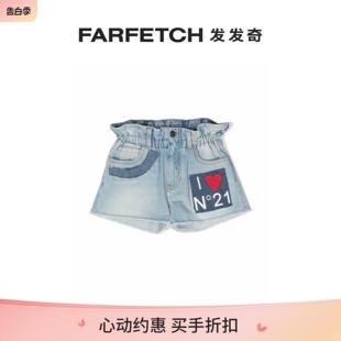 标贴牛仔短裤 Nº21童装 FARFETCH发发奇