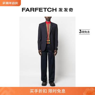 Msgm男士梯形翻领单排扣西装夹克FARFETCH发发奇