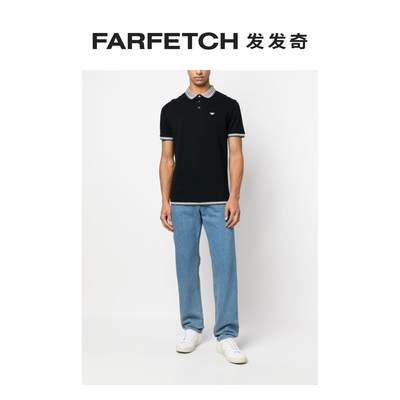 Emporio Armani阿玛尼男士logo刺绣条纹边饰polo衫FARFETCH发发奇