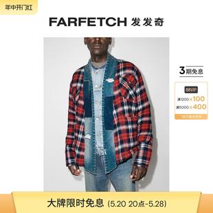 FARFETCH发发奇 格纹法兰绒拼接牛仔开衫 Lauren男士 Greg