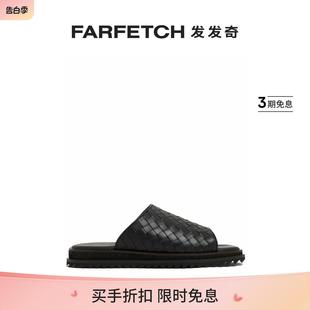 FARFETCH发发奇 Barrett男士 编织皮质拖鞋