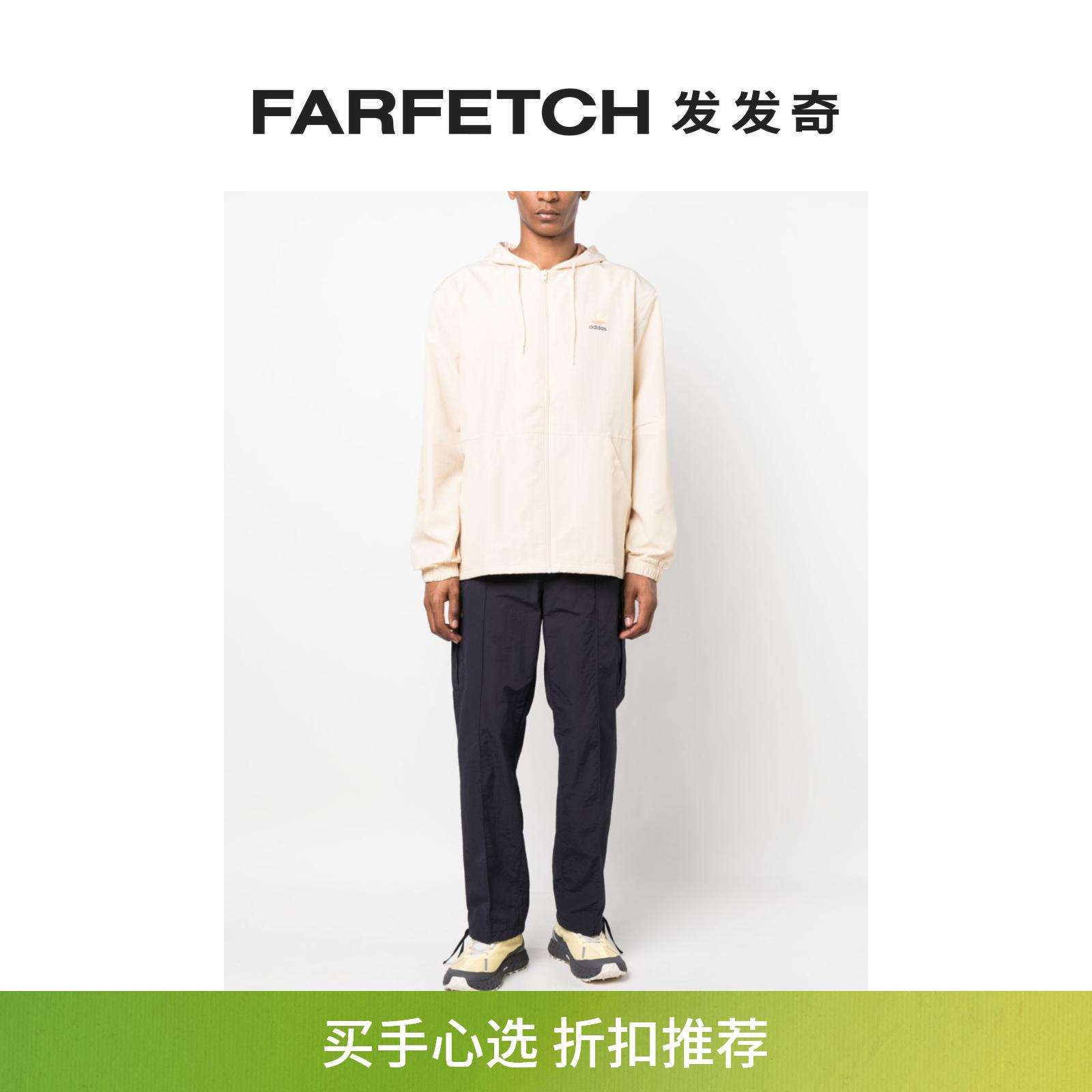 Adidas阿迪达斯男士logo印花轻薄连帽夹克FARFETCH发发奇