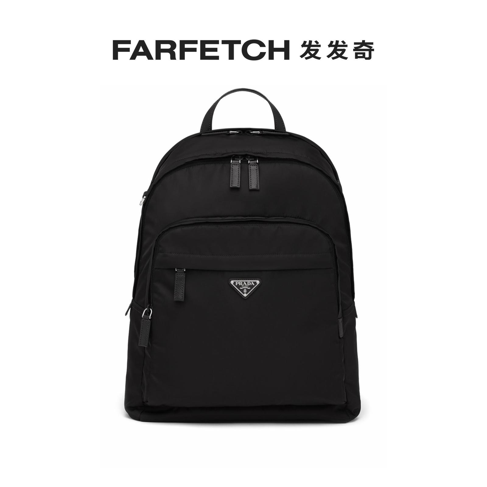 [热销单品]Prada普拉达男士经典三角logo拉链尼龙双肩背包发发奇