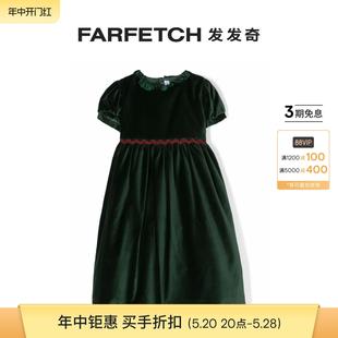 丝绒效果刺绣细节连衣裙FARFETCH发发奇 SIOLA童装