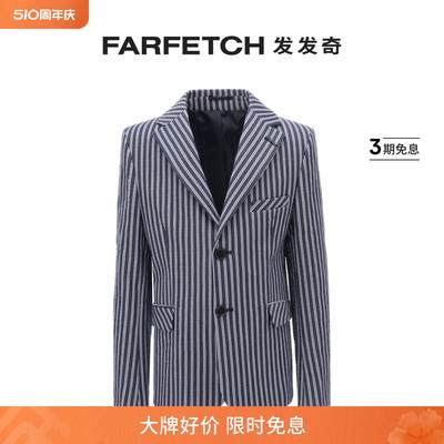 Moustache童装条纹单排扣西装夹克FARFETCH发发奇