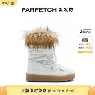 FARFETCH发发奇 Moon Boot女士logo印花人造皮草中筒靴