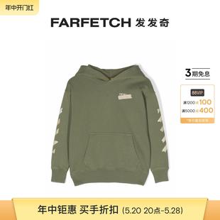 White Off Kids童装 logo印花棉连帽衫 FARFETCH发发奇