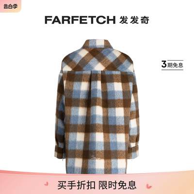 Izzue女士logo吊牌格纹衬衫式夹克FARFETCH发发奇