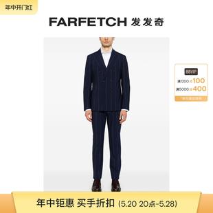 Eleventy男士 套装 FARFETCH发发奇 双排扣细条纹西装