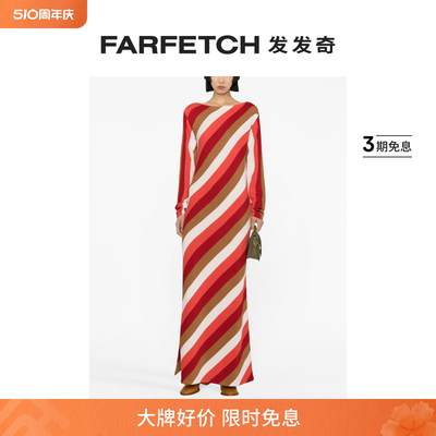 Double J.女士Swing 条纹针织超长连衣裙FARFETCH发发奇