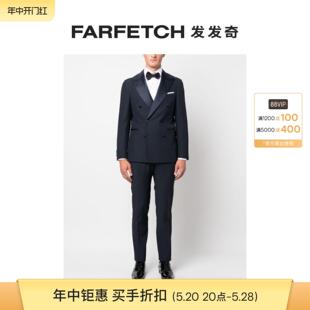 Canali男士 套装 FARFETCH发发奇 缎面边饰双排扣西装