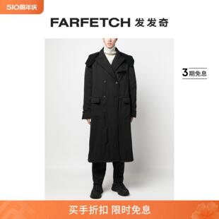 双排扣连帽外套FARFETCH发发奇 4SDESIGNS男士