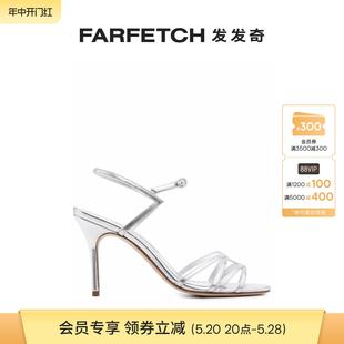 FARFETCH发发奇 Manolo Blahnik女士金属感效果皮质高跟凉鞋