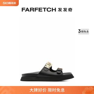 Moschino男士 logo双袢带拖鞋 FARFETCH发发奇