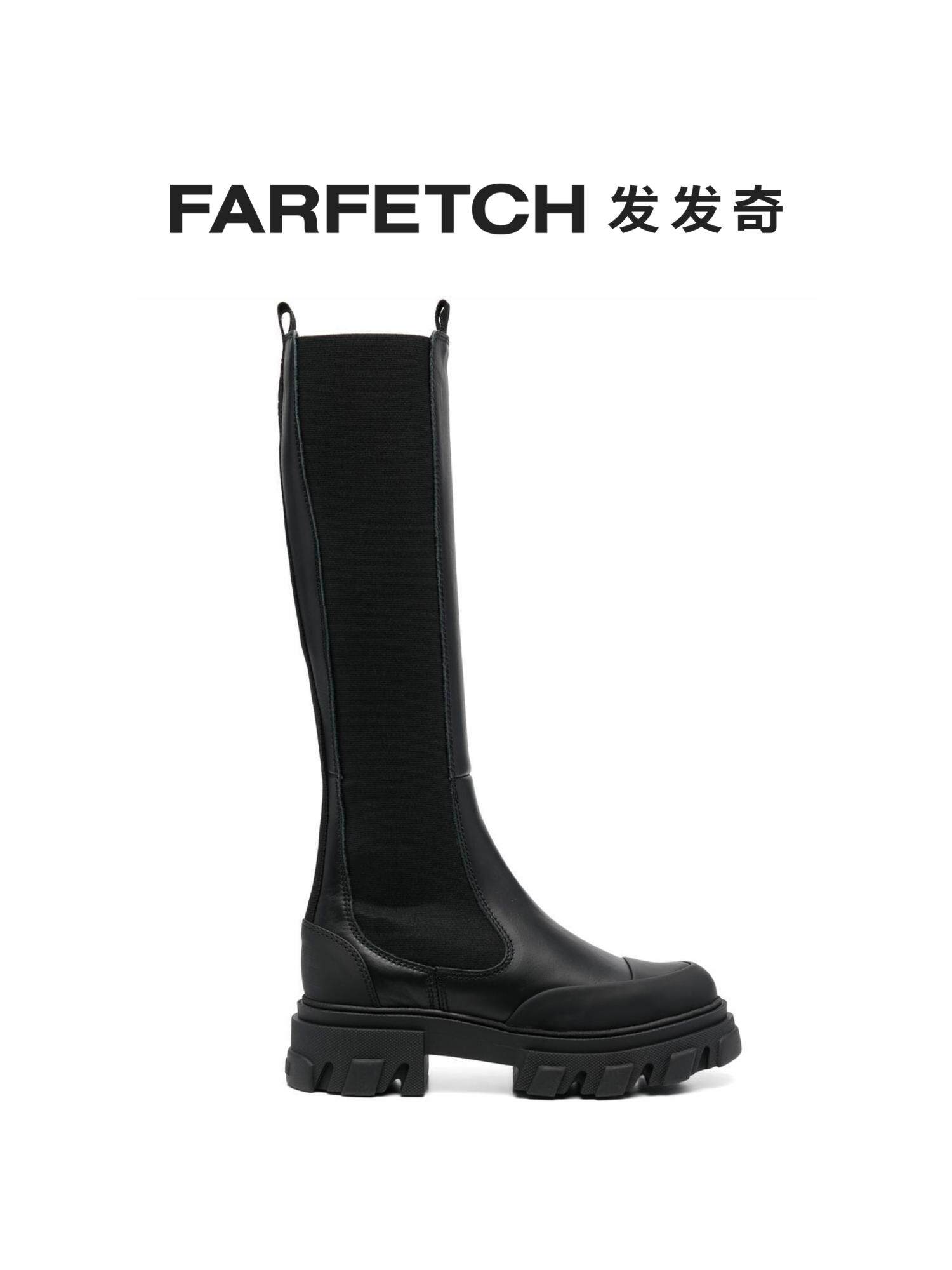 [热销单品]Ganni 女士Stivale 黑色粗跟皮靴及膝靴FARFETCH发发奇怎么看?