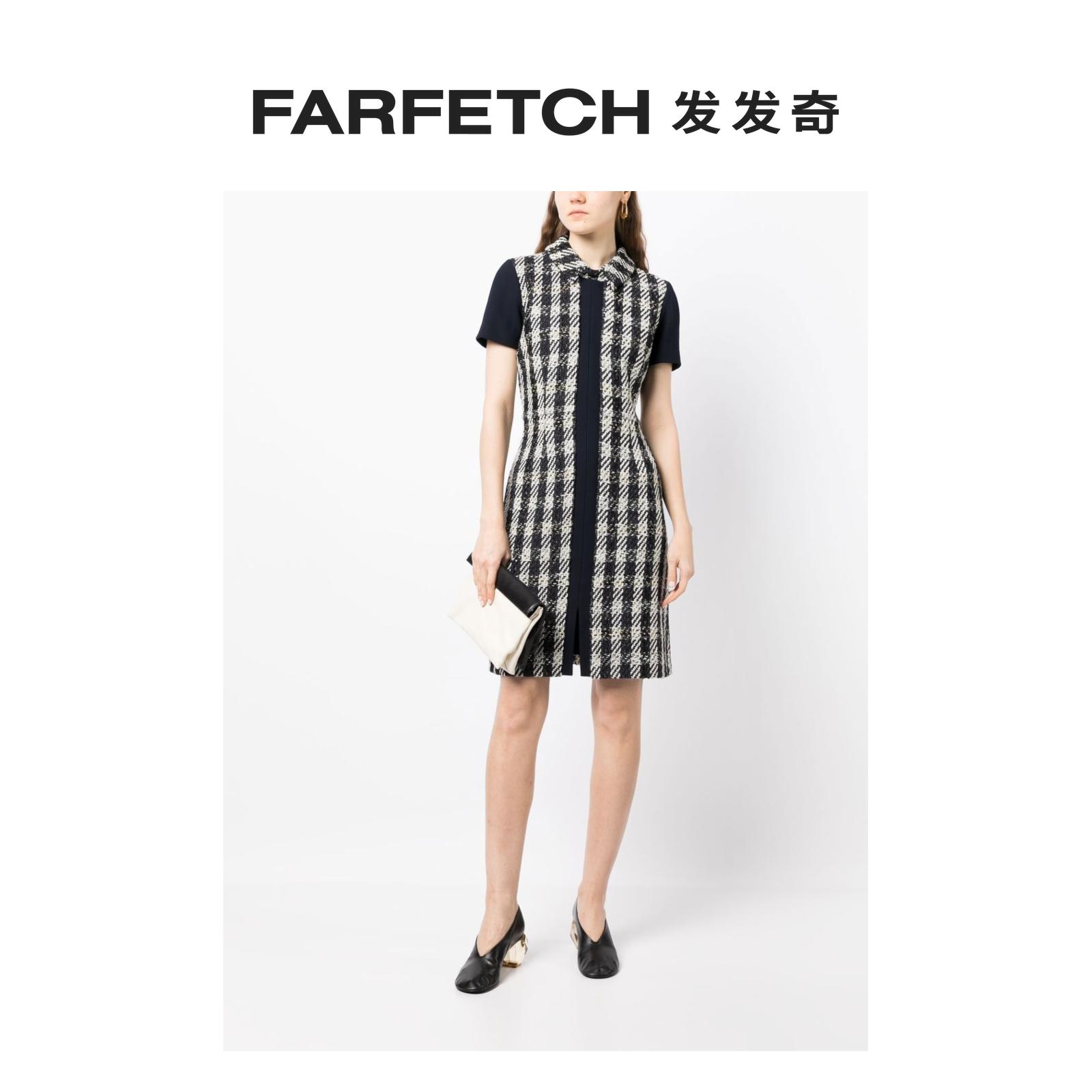 Paule Ka女士格纹中长连衣裙FARFETCH发发奇