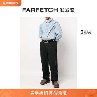 纯棉牛仔衬衫 Project男士 logo刺绣浅蓝色宽松款 FARFETCH发发奇