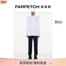 Oamc男士条纹图案棉衬衫FARFETCH发发奇