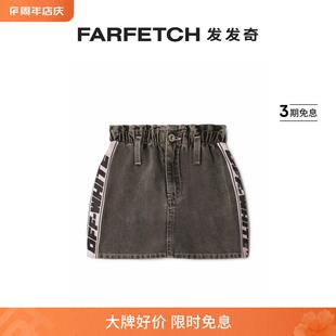 Kids童装 logo吊牌牛仔半身裙 White Off FARFETCH发发奇