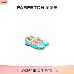 FARFETCH发发奇 PROSPERINE童装 铆钉细节皮质芭蕾平底鞋