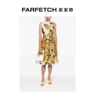 Oscar Renta女士花卉印花真丝中长连衣裙FARFETCH发发奇