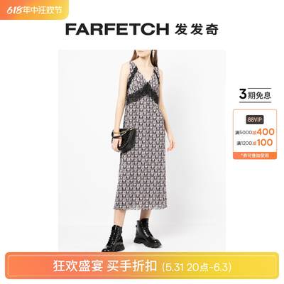 [Final Sale]ANNA SUI女士花卉印花中长蕾丝边饰连衣裙FARFETCH发