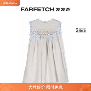 蝴蝶结细节亚麻连衣裙FARFETCH发发奇 STUPENDERIA童装