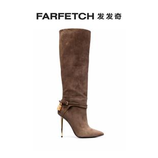 绒面皮高跟高筒靴FARFETCH发发奇 Tom Ford女士Padlock