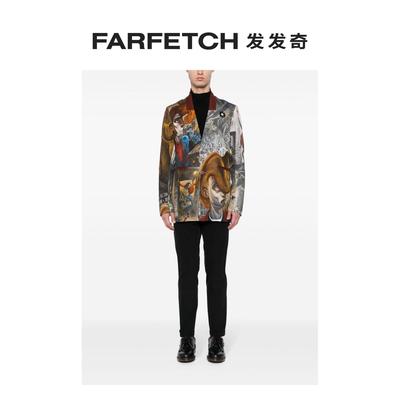 Charles Jeffrey Loverboy男士Dead End 图案印花单排扣西装夹克