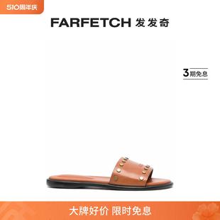 FARFETCH发发奇 Isabel Marant女士铆钉缀饰皮质拖鞋