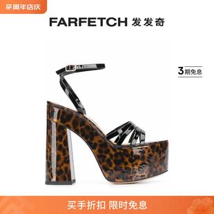 Gianvito Sale Rossi女士亮漆感豹纹凉鞋 Final FARFETCH发发奇