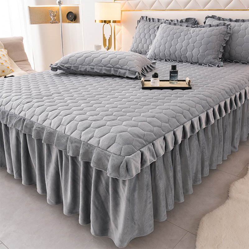 牛奶绒床裙单件珊瑚绒法莱绒法兰绒床罩加绒床单带裙边床围加厚,床上用品,床裙,淘宝优惠券,粉丝福利购,淘宝优惠卷