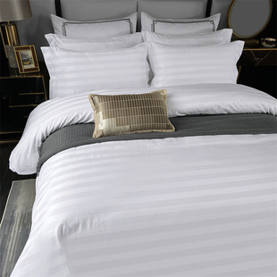 销宾馆酒店床品四件套民宿床上用品白色被套床单布草被芯枕芯一厂
