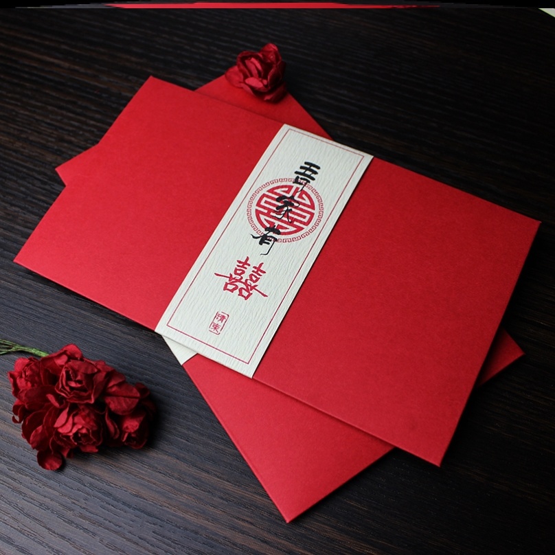 卡片邀请卡乔迁之喜居日子中国风复古婚庆订制周岁婚礼请柬ins风