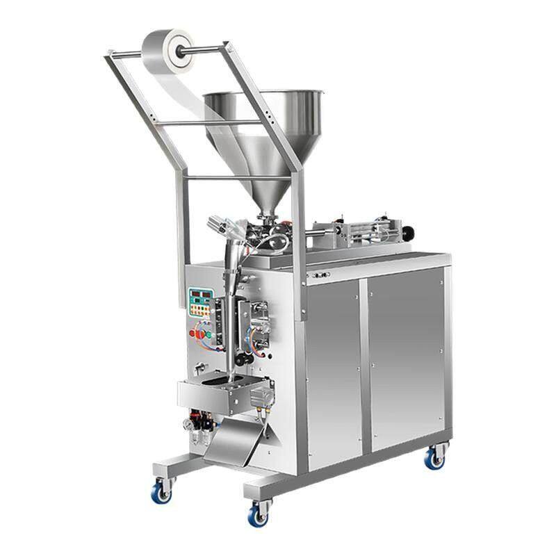 全自动膏状液体灌装机定量辣椒油包装机搅拌酱料凉皮冰袋打包机